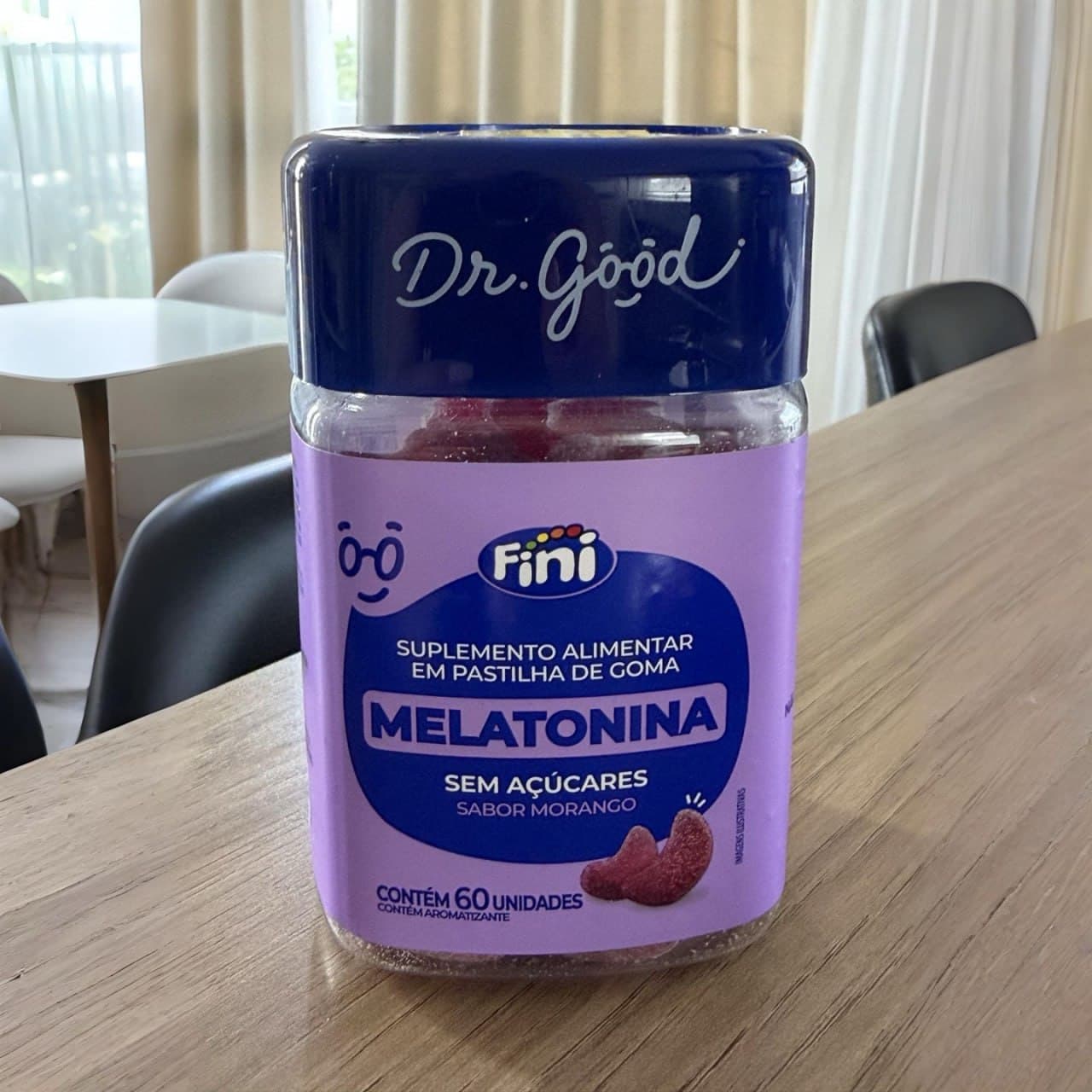 Melatonina Sabor Morango 60 Gomas Mastigável Fini Dr Good